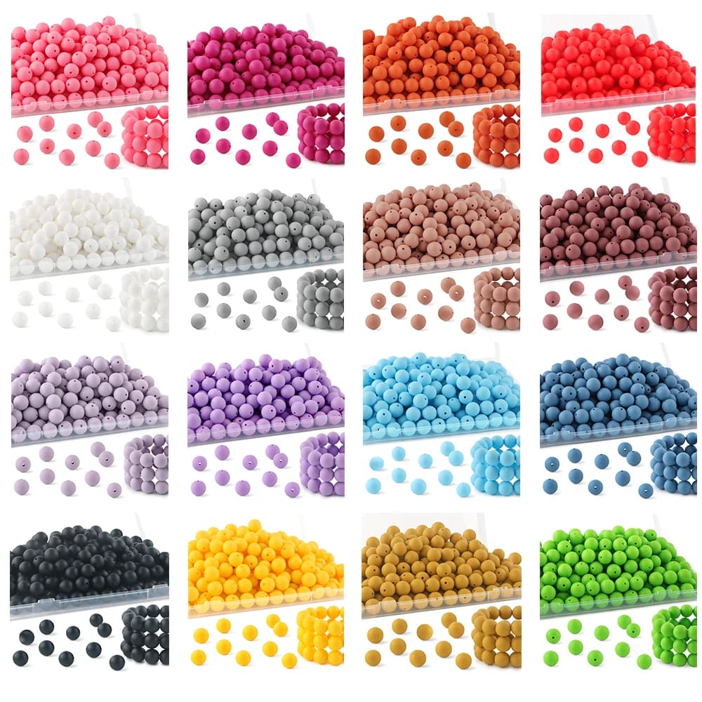 Kivioct 100 pezzi 12 mm perline rotonde in silicone per creazione di gioielli accessori portachiavi collana catena ciuccio fai da te