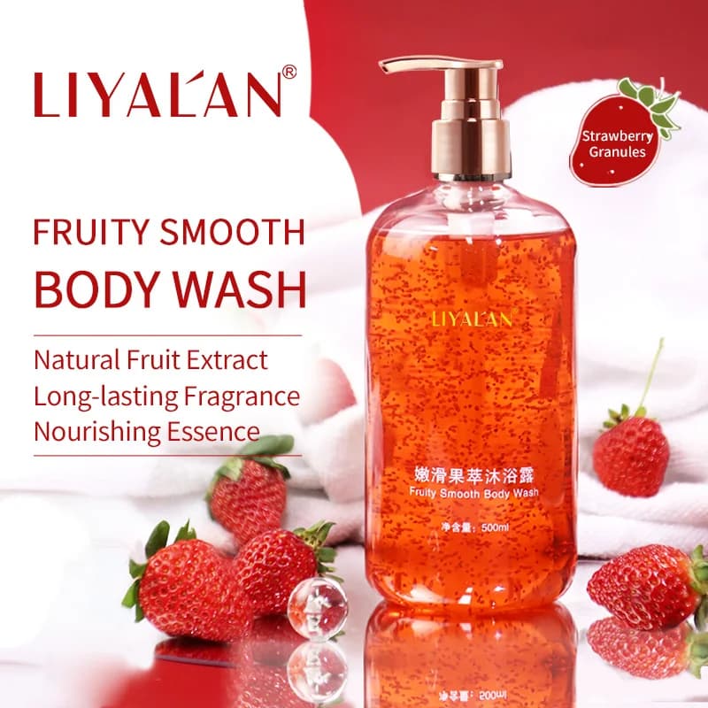 500ml fruttato Smooth Body Wash Clean Skin Brightening Scrub granuli Gel doccia esfoliante bagno lenitivo cura del corpo Anti-Acne