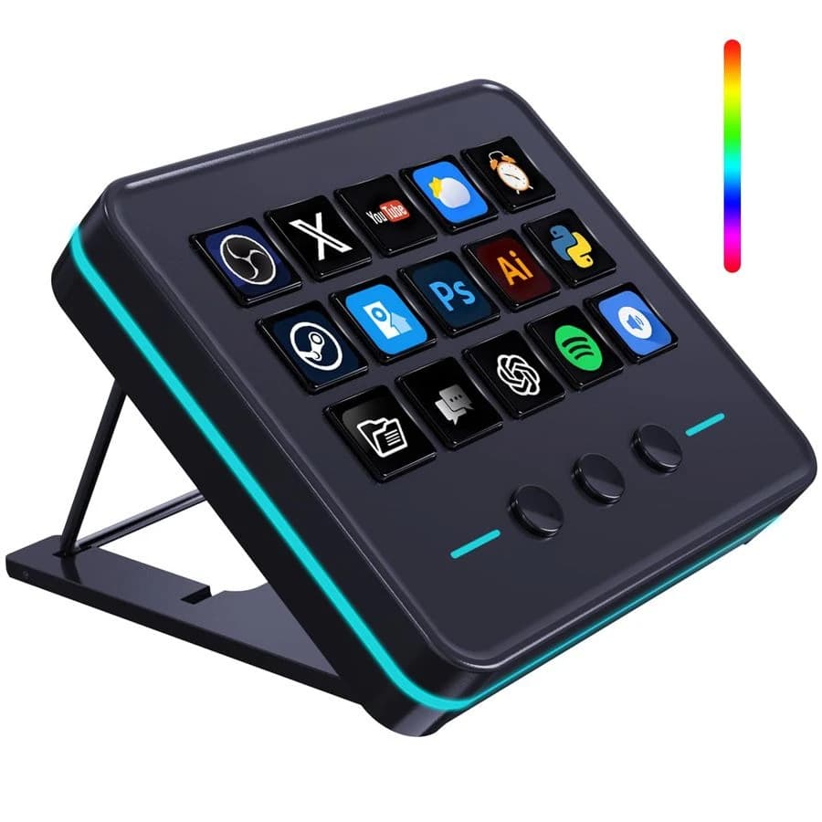 Tastiera Macro, Controller per Streaming, Tastiera di Scelta Rapida per Gaming e Streaming, 18 Tasti Programmabili, Pad Visuale AI Personalizzabile USB