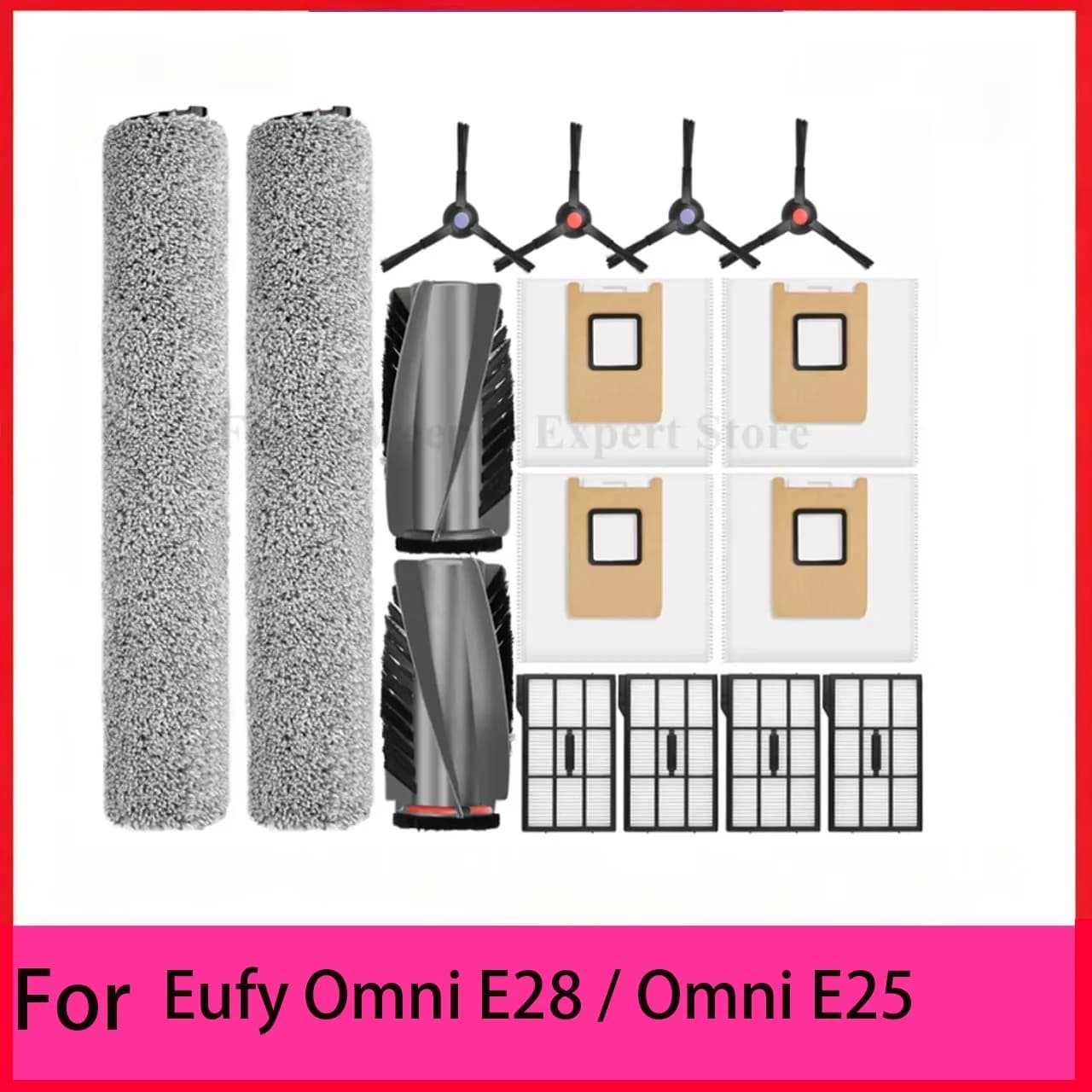 Compatible For Eufy Omni E25 / E28 Vacuum Parts Roller Mop Cloth Side Brush Filter Dust Bag Replacement Accessories
