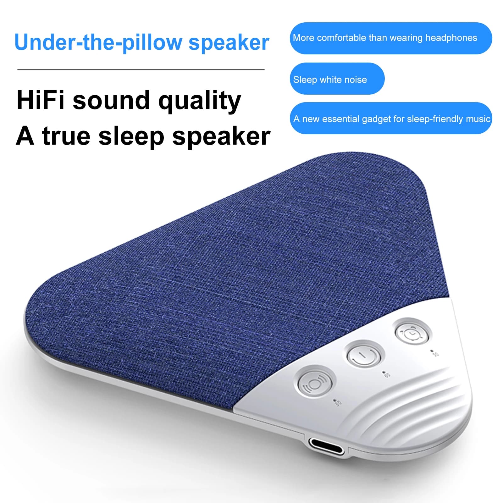Pillow Speakers for Sleeping with Timer and White Noise Sleep Aid Function Bedside Sound Box Portable Speaker BT for Adult Kids