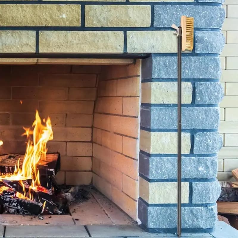 Spazzola per forno per pizza Spazzola per forno per pizza Setole in ottone Spazzola per pietra resistente al calore Spazzola per pulizia in acciaio inossidabile con raschietto lungo