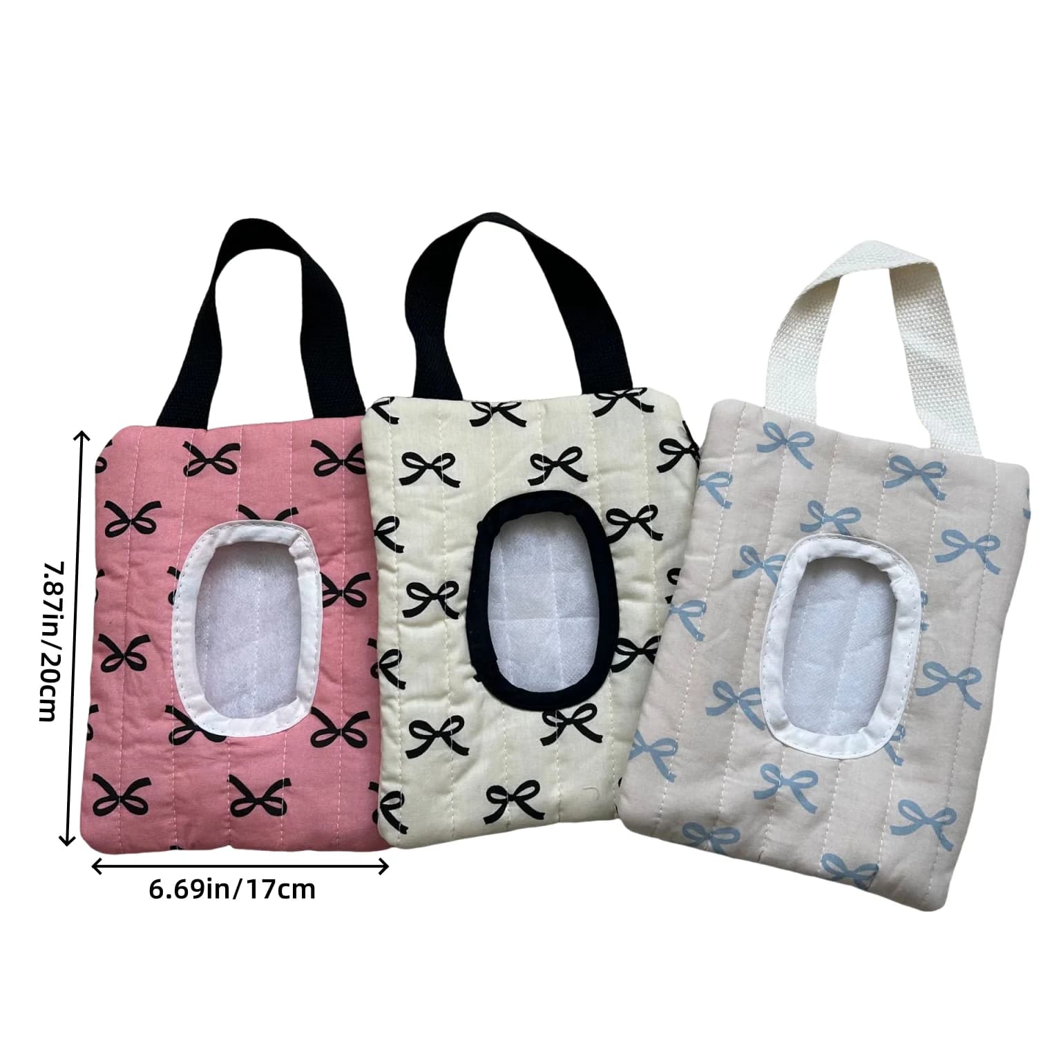Carrello per bambini Borsa da viaggio Borsa da viaggio portatile per asciugamani di carta bagnati Borsa per fazzoletti con fiocco carino Porta carta per riporre salviette umidificate per auto