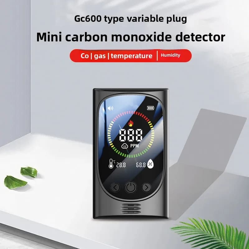 4-in-1 Plug-in CO Combustible Gas Detector Carbon Monoxide Natural Gas Leak Alarm Temp Humidity Monitor Home Safety Alarm Sensor