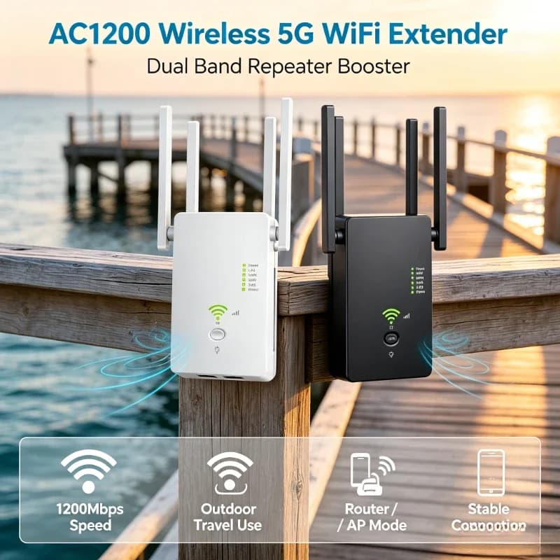 3‑in‑1 WiFi Extender Router Access‑Point AC1200M Dual‑Band 802.11AC Signal Repeater