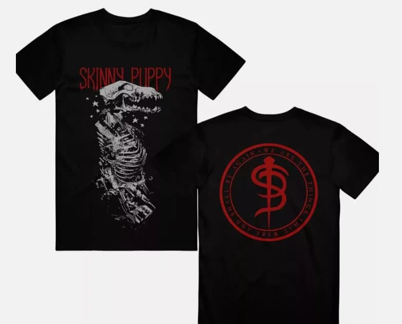 Nuovo Raro! Maglietta Skinny Puppy in cotone nero unisex a 2 lati