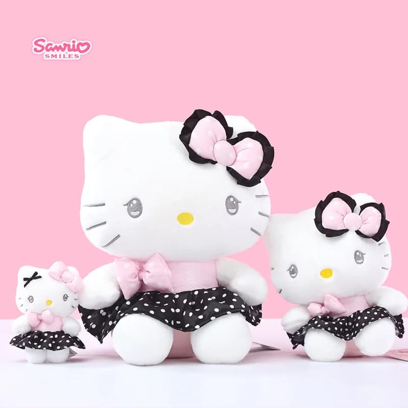 Hello Kitty Melody Sanrio Red Checkered Dress Pink Bow Plush Stuffed Rag Doll Hug Pillow Home Decor Ornament Friend Holiday Gift
