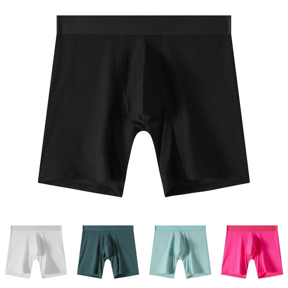 Intimo da uomo Boxer Pantaloncini Intimo di seta ghiacciata Pantaloncini lunghi Slip Mutande Mutandine Mutande sportive da fitness