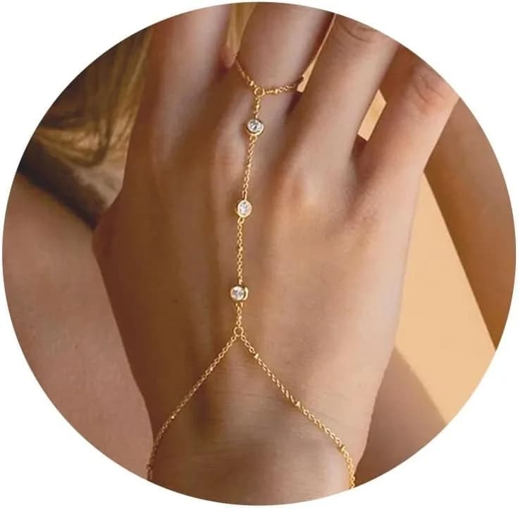 Catena a mano in oro per donna Bracciali placcati in oro per donna Bracciali in argento Catena a mano, gioielli in argento Regali per donne Natale