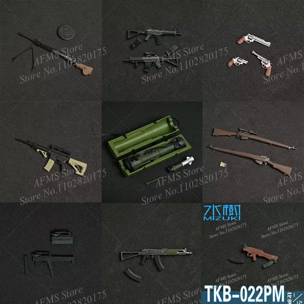 1/12 Scale FMG-9 M60 SG552 TKB-022PM AK107 DP28 RS556 SCAR SC Plastic Combat Equipment Fit 6" Action Figure Soldier Dolls