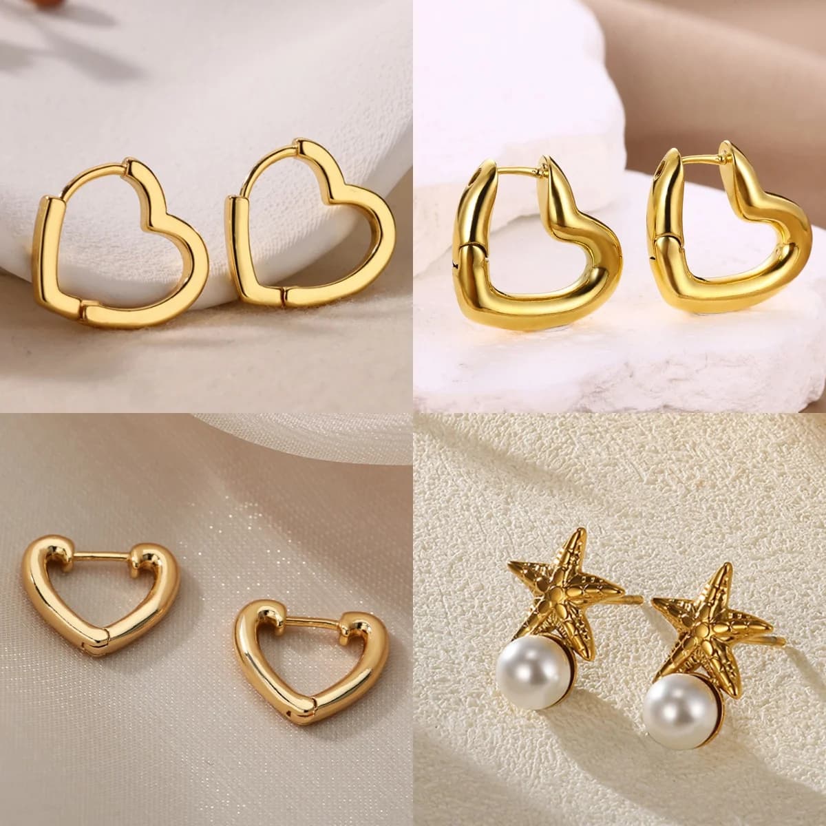 Orecchini da donna minimalisti a forma di cuore, anello di gioielli classici placcato in oro, regalo di anniversario, spedizione gratuita