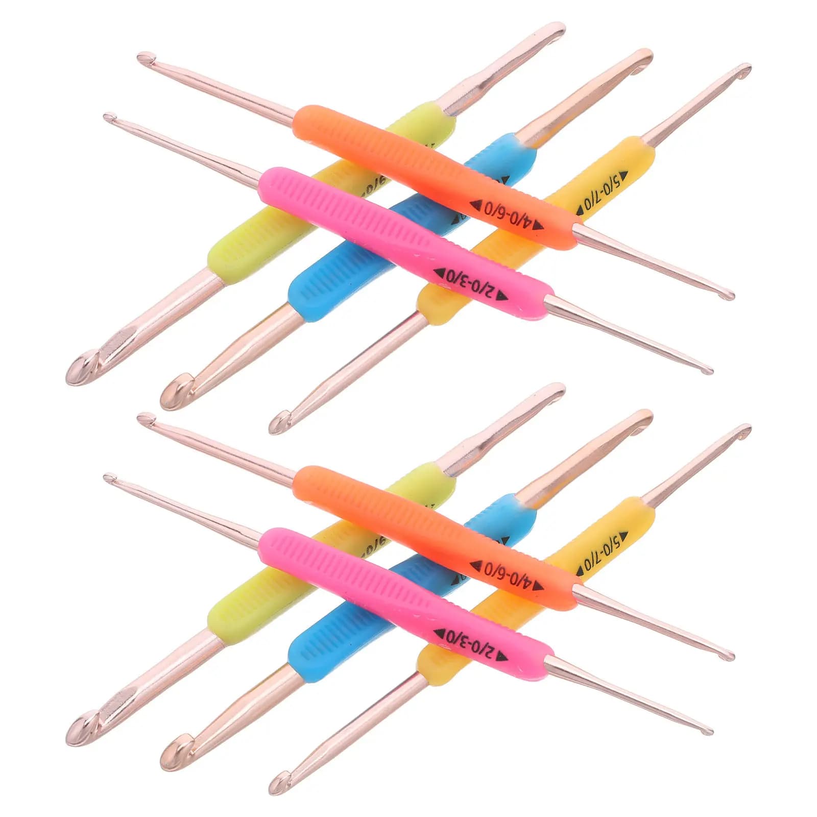 Set di 10 Uncinetti a Doppia Punta con Impugnatura Ergonomica in Plastica Morbida per Lavori a Maglia, Coperte, Sciarpe, Cappelli e Scialli