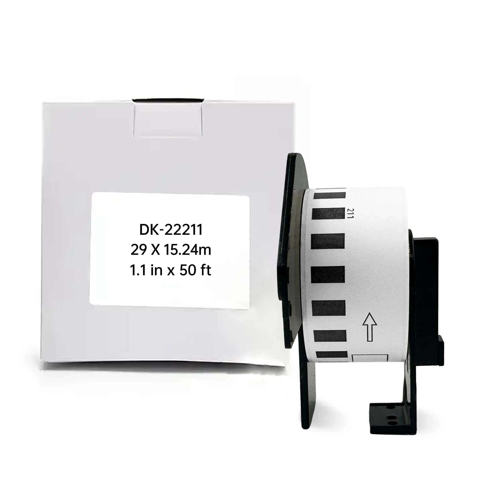 Etichette compatibili Brother DK-22211, pellicola da 29 mm di larghezza, lunghezza continua 15,24 m con cartuccia porta-etichette