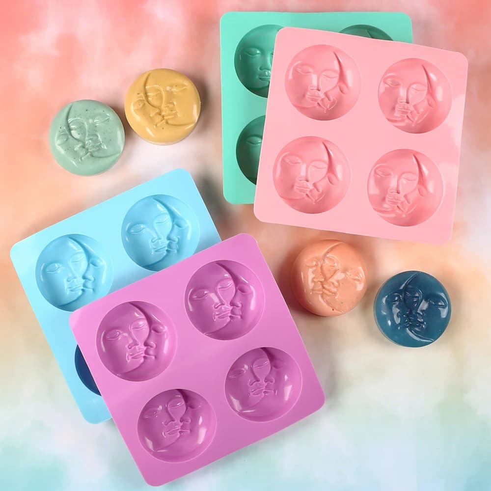 Stampo in Silicone a Forma di Sole e Luna per Sapone Fatto in Casa, Candele, Argilla Polimerica, Cera, Creazioni Artigianali e Regali