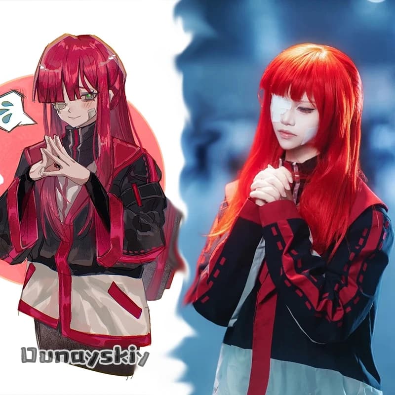 Costume Cosplay di Yuli della Compagnia Limbus, Outfit Quotidiano aBcAzO@Daily, Abbigliamento per Cosplay di Personaggi Anime, Accessori con Orecchini e Elastico per Capelli, Completo Rosso per Halloween