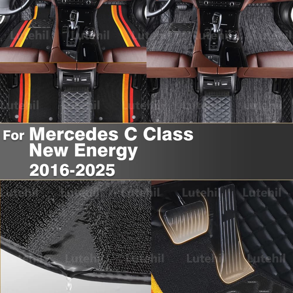 Per Mercedes Benz Classe C New Energy 2016-2025 2024 Doppio strato Tappetino per auto Custom Fit Set di rivestimenti in pelle per tutte le stagioni
