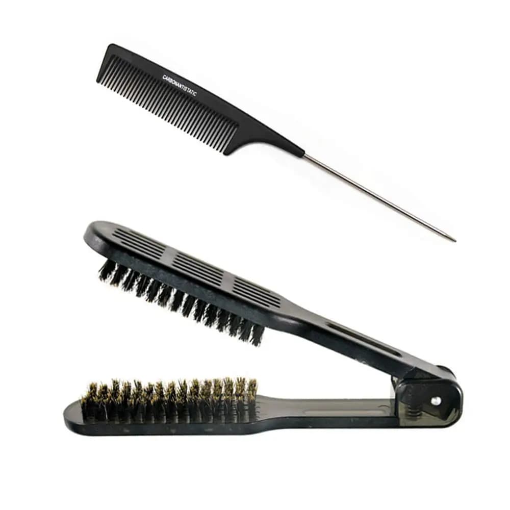 Spazzola lisciante per capelli a doppia faccia - Pettine districante per capelli bagnati, asciutti, spessi e fini