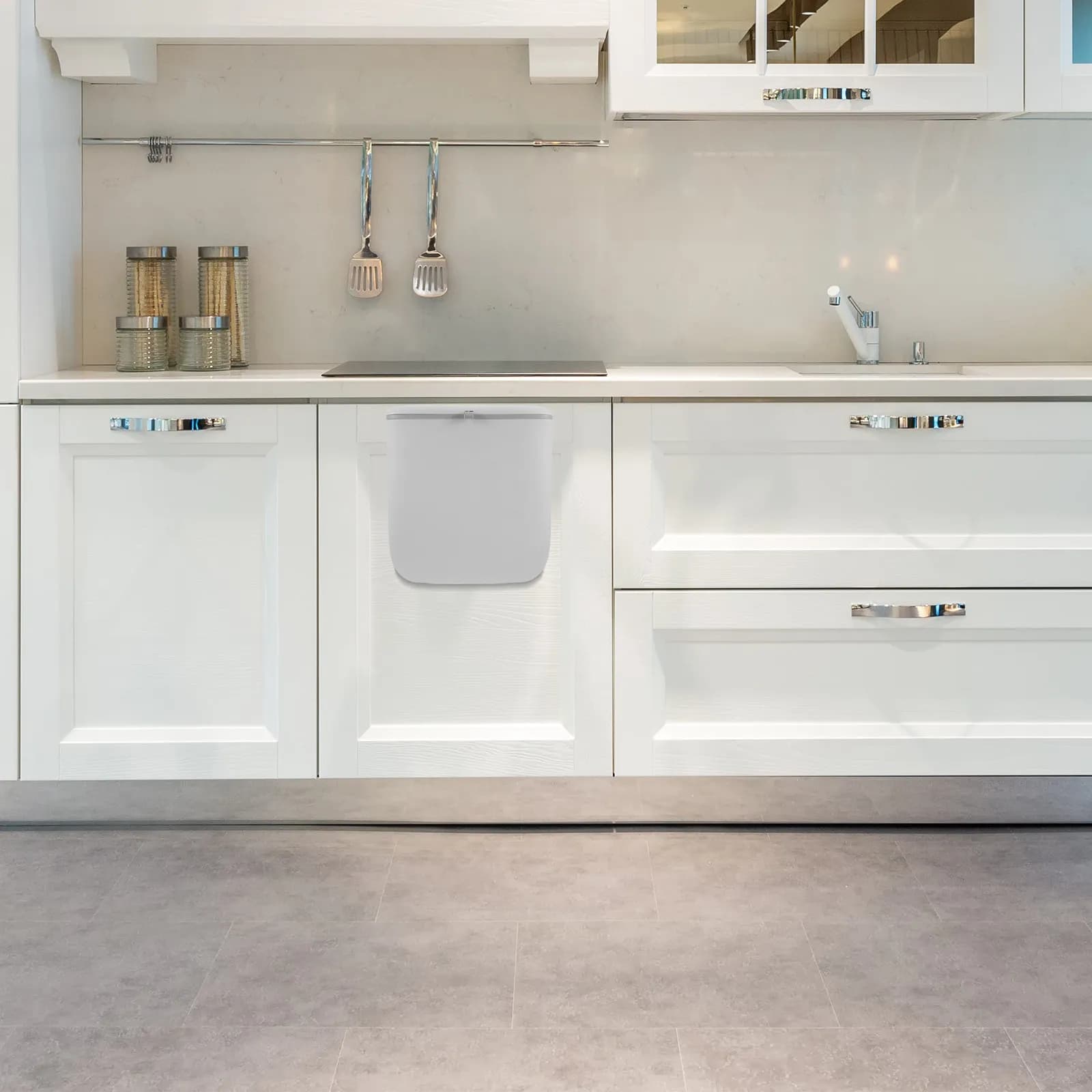 Cestino Pieghevole da Appendere con Coperchio Salvaspazio per Cucina, Bagno, Camper, Camera da Letto, Sottolavello, Montaggio a Parete, in Plastica, con Controllo Odori