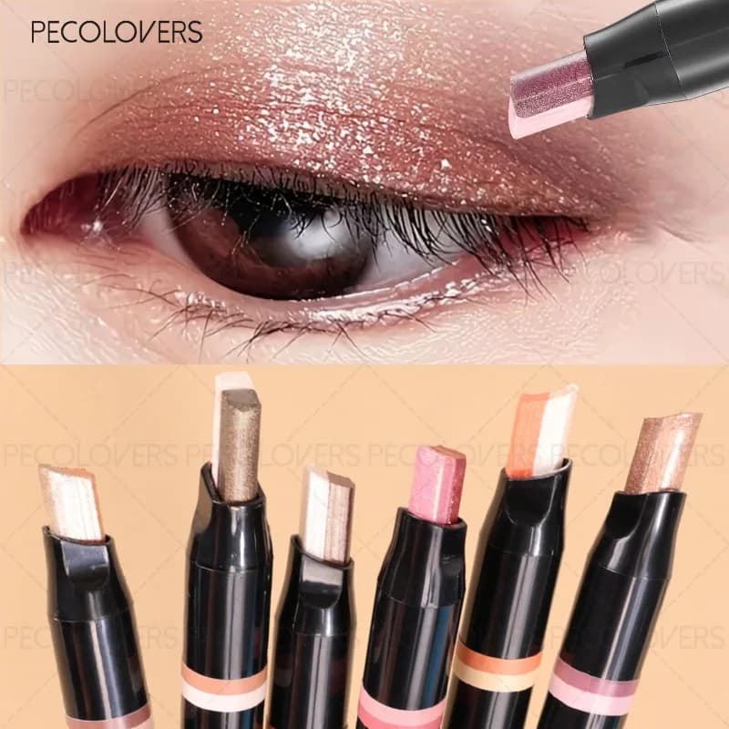 1PC Lazy Two-color Eyeshadow Stick, illuminante per gli occhi, impermeabile, adatto per appuntamenti e trucco per le feste, cosmetici per gli occhi