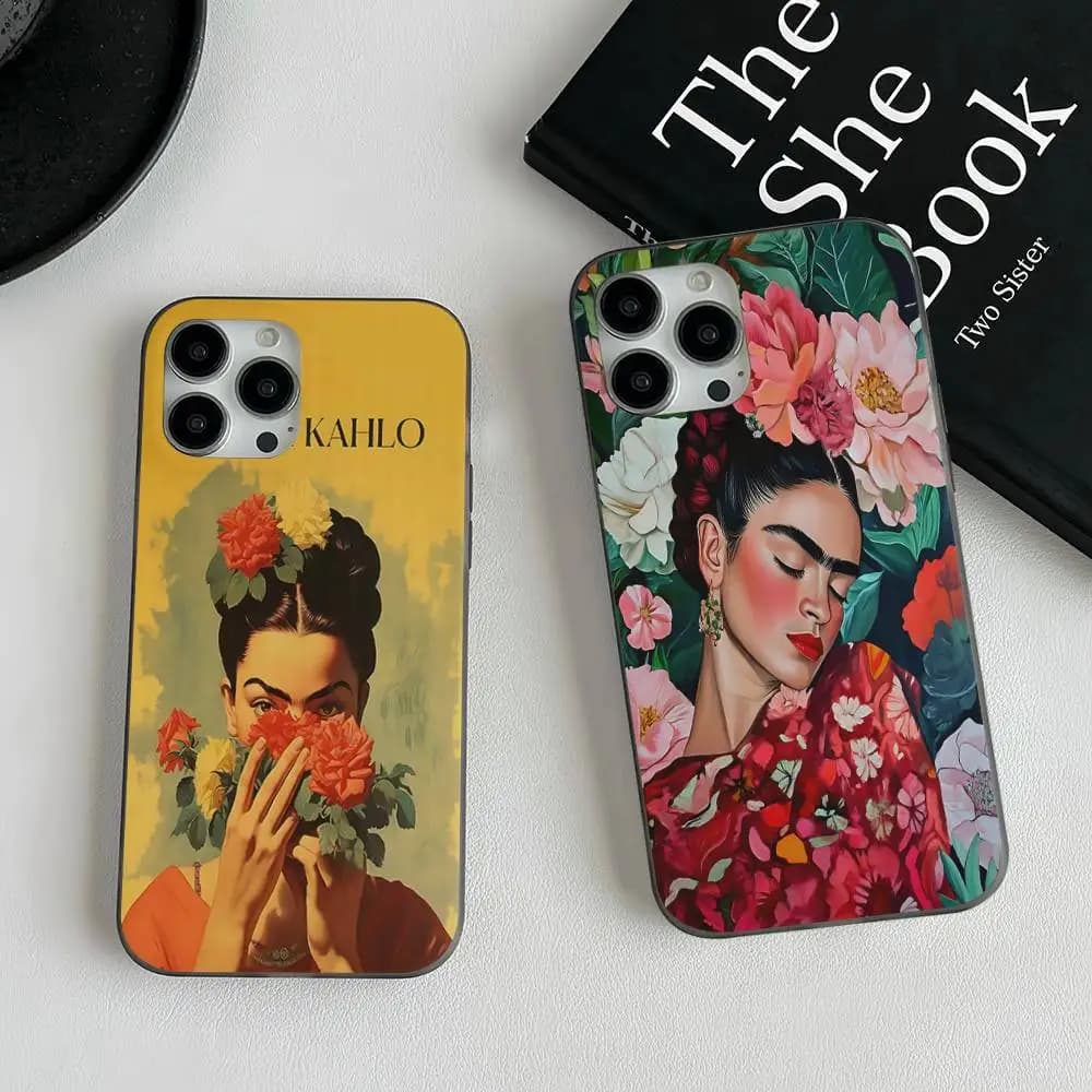 Fashion Art F-Frida K-Kahlo For iPhone 16 15 14 13 12 11 17 Pro Max Plus Wave Corrugated Phone Case Anti Drop Cover