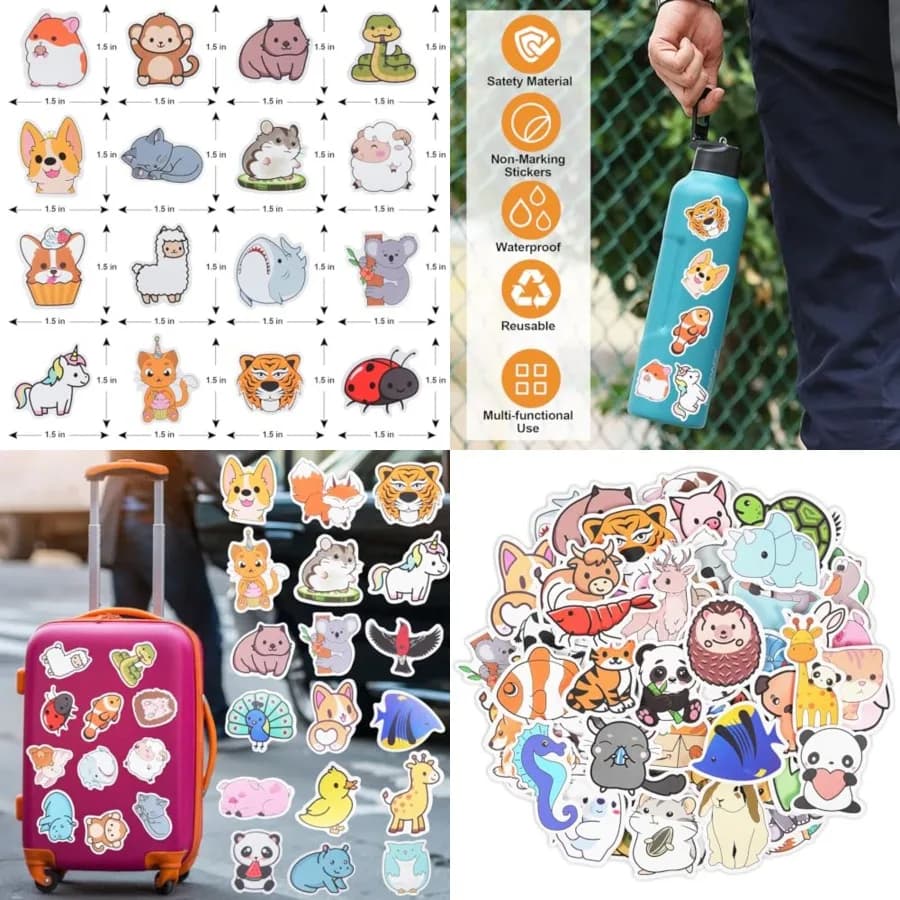 100 adesivi colorati in vinile impermeabili per: ideali per personalizzare bottiglie d'acqua, laptop, telefoni, skateboard e feste