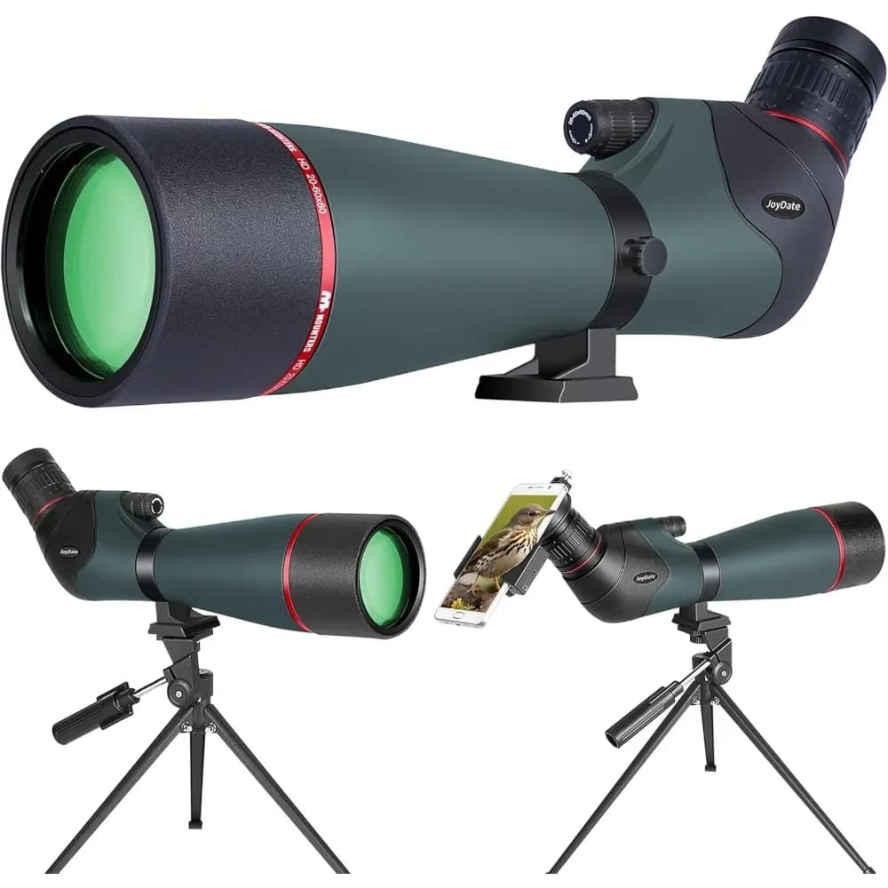 Cannocchiale impermeabile 20-60x80 per birdwatching, fauna selvatica ed escursioni con treppiede, adattatore per telefono e custodia per il trasporto