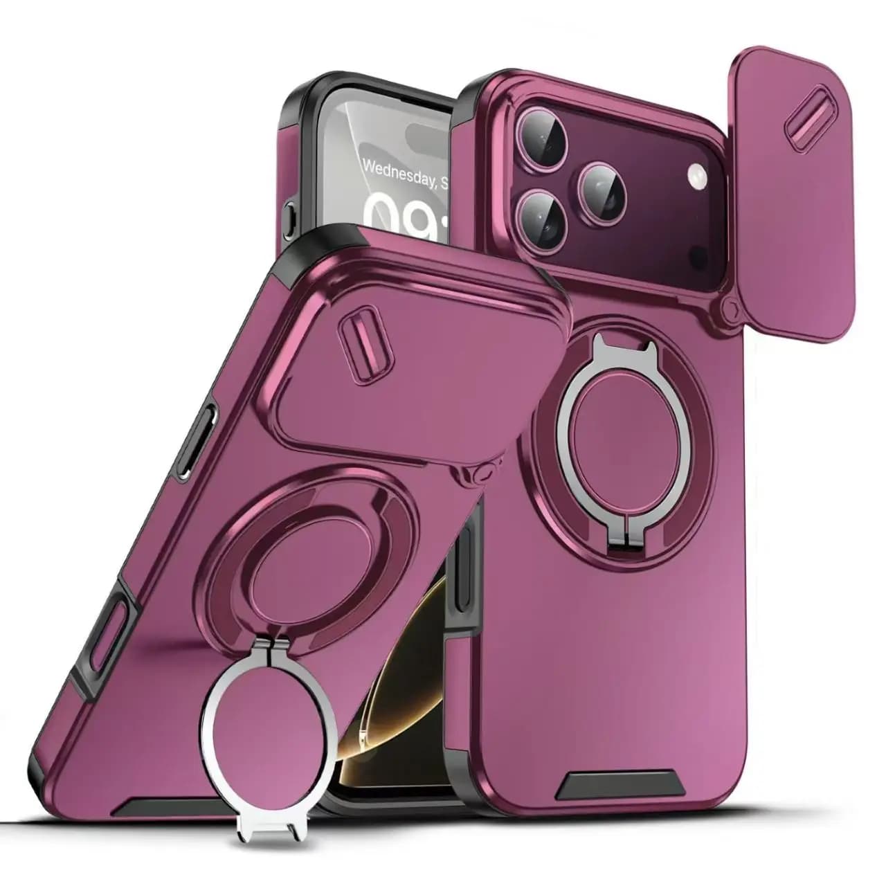 Heavy-duty Rugged Magnetic Stand Case For iPhone 18，17 ，16，15，14，13，12 Pro Max Plus Slide Camera Protect For Magsafe Cover
