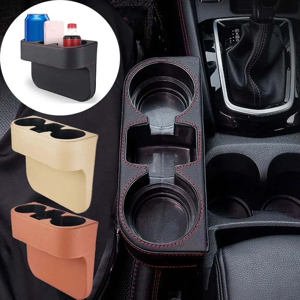 Portabicchieri in pelle per auto in pelle PU Portaoggetti portatile con fessura per sedile Gap Organizer Vassoio salvaspazio Scatola portaoggetti multifunzionale per riempire spazio