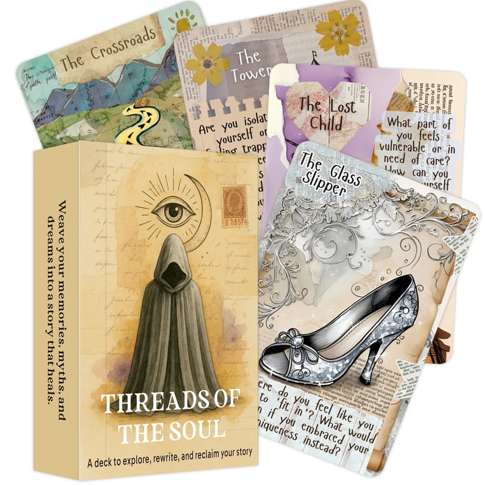 Threads of The Soul Oracle Deck, 50 squisite carte Oracle per autodiflessione, creazione e crescita personale, 12x8 cm, carte Taro