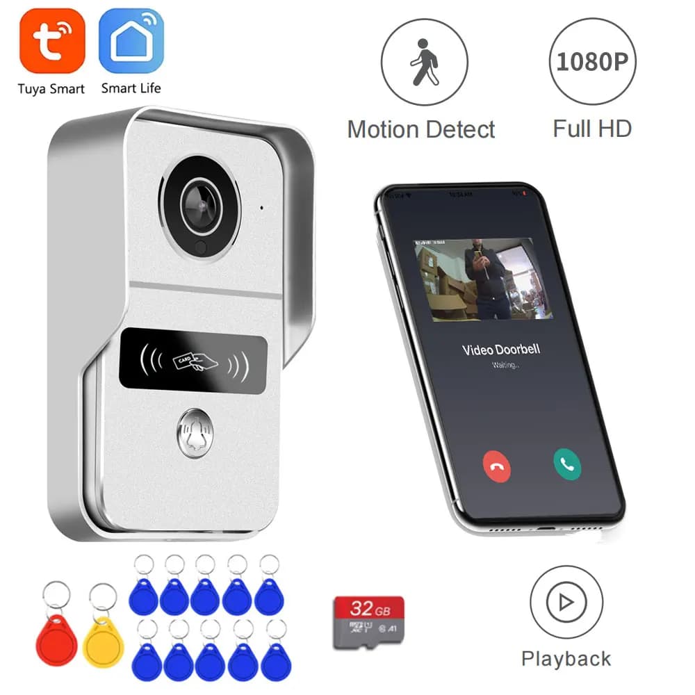 1080P Tuya Smart Video campanello Wifi videocitofono senza fili per la protezione di sicurezza domestica Google Home Appartamento Tuya campanello per porte