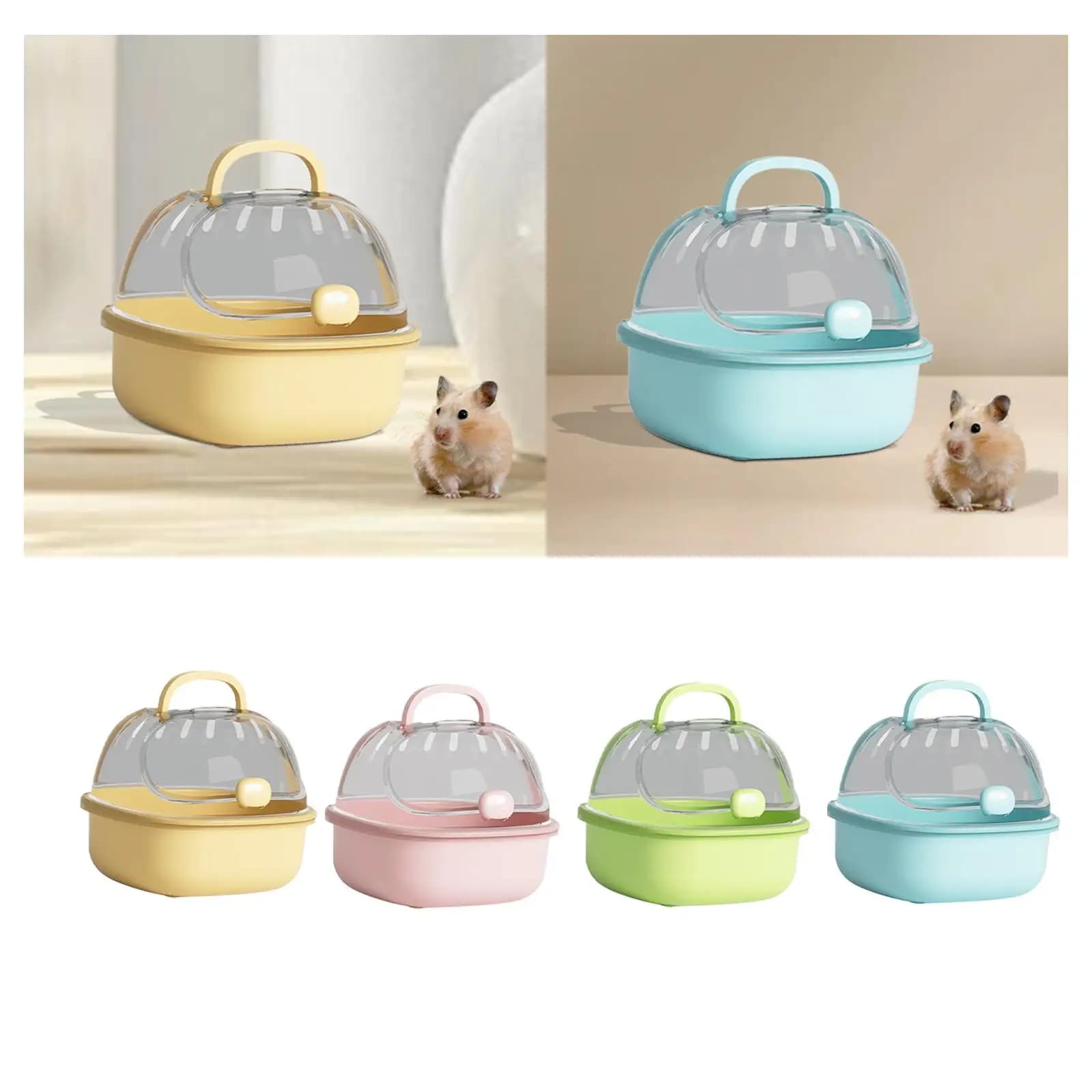 Hamster Travel Carrier Cage PP Material Transparent Viewing Small Pet Carry Case with Bottle for Outdoor Use