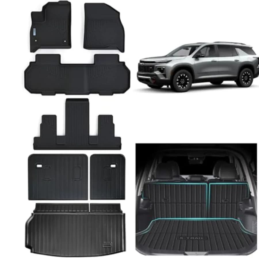 Tappetini per Auto e Bagagliaio per Chevy Traverse 2024 2025 Completamente Nuovo, 7 Posti, Sedili a 2 File, Protezione TPE per Tutte le Stagioni, 3 File