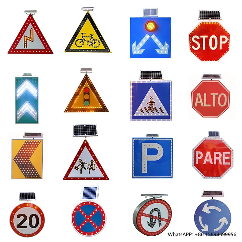 Segnale stradale di avvertimento di sicurezza del pannello solare e segnale Luci lampeggianti a LED Arresto per pedonale nel segnale di attraversamento pedonale Segnale di arresto stradale a LED