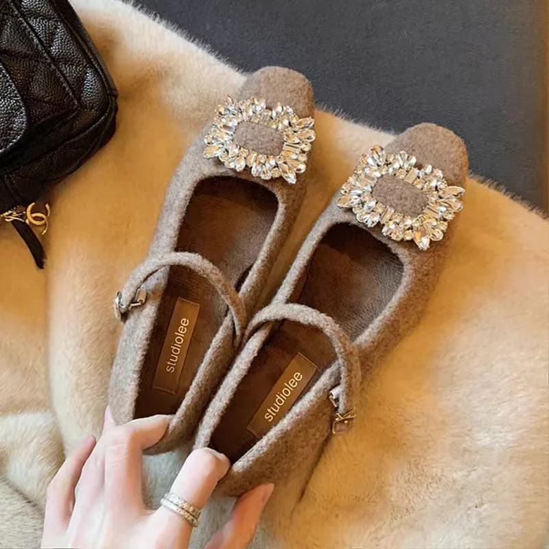 Chunky Heel Single Shoes Women's Communal Mouth Strass Not Tired Shoes With Heel Often Women's Shoes Zapatos De Mujer