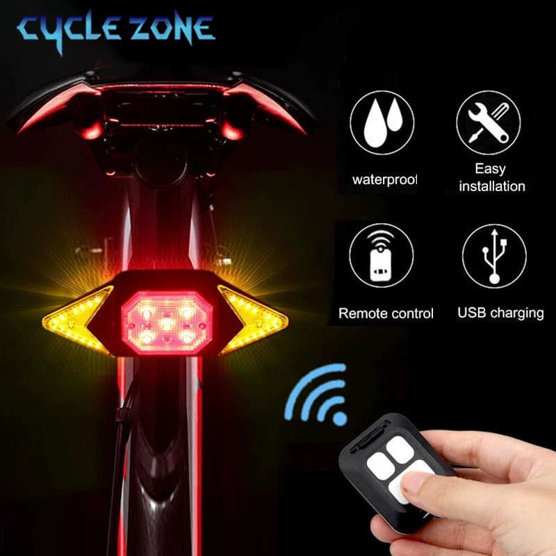 Luce per bici intelligente Telecomando senza fili Segnale di svolta per ciclismo Fanale posteriore Luci posteriori ricaricabili per bicicletta MTB Lampada di avvertimento a LED