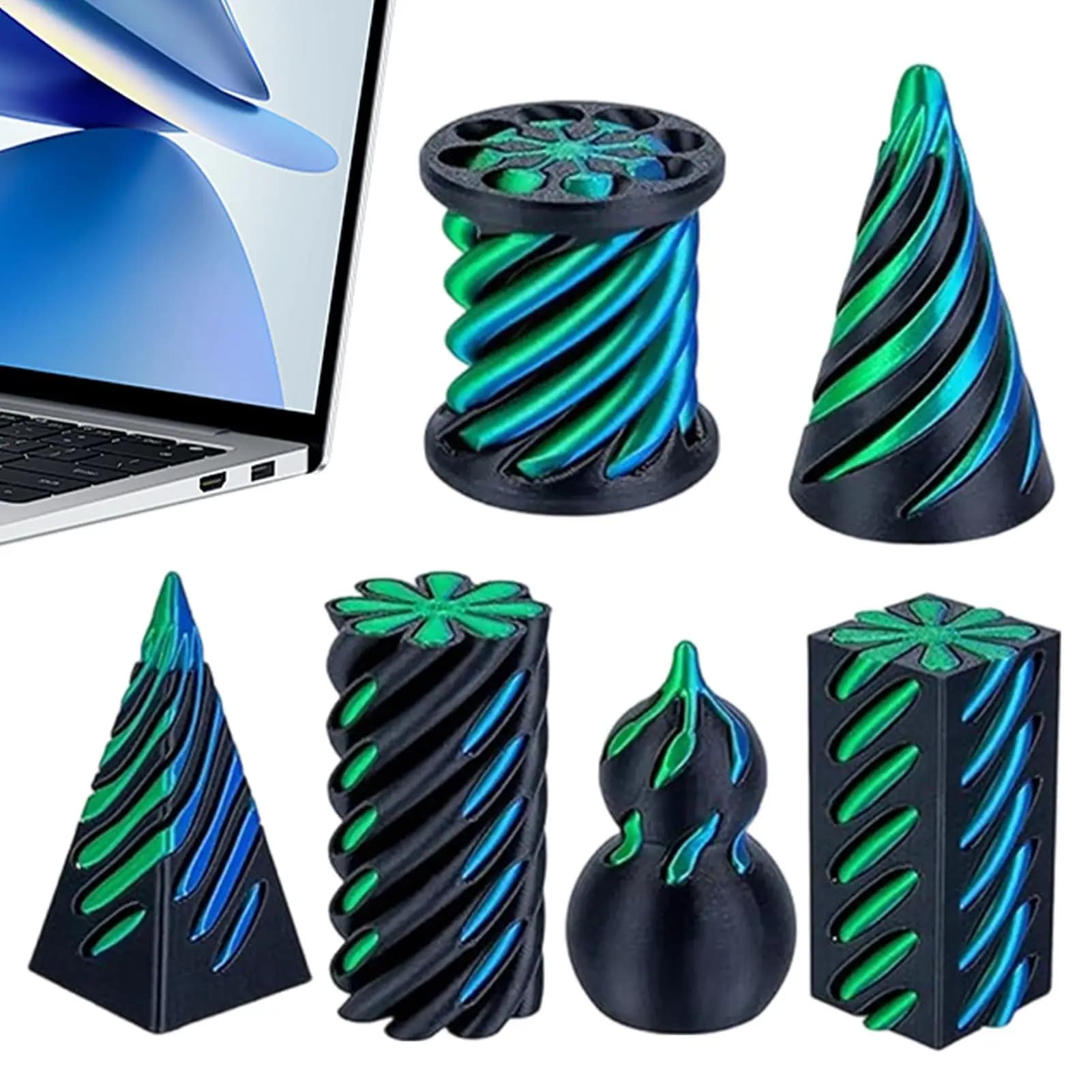 Giocattolo Antistress a Forma di Cono Spirale, 6 Pezzi, Decorazione da Scrivania Stampata in 3D, Giocattolo Antistress per Bambini, Adolescenti, Adulti, Studenti, Casa e Ufficio