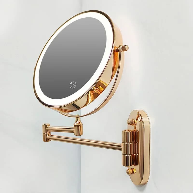 Per specchio LED per trucco a parete in oro rosa 3X-10X ingrandimento USB ricarica specchio cosmetico da barba intelligente per bagno a doppio lato