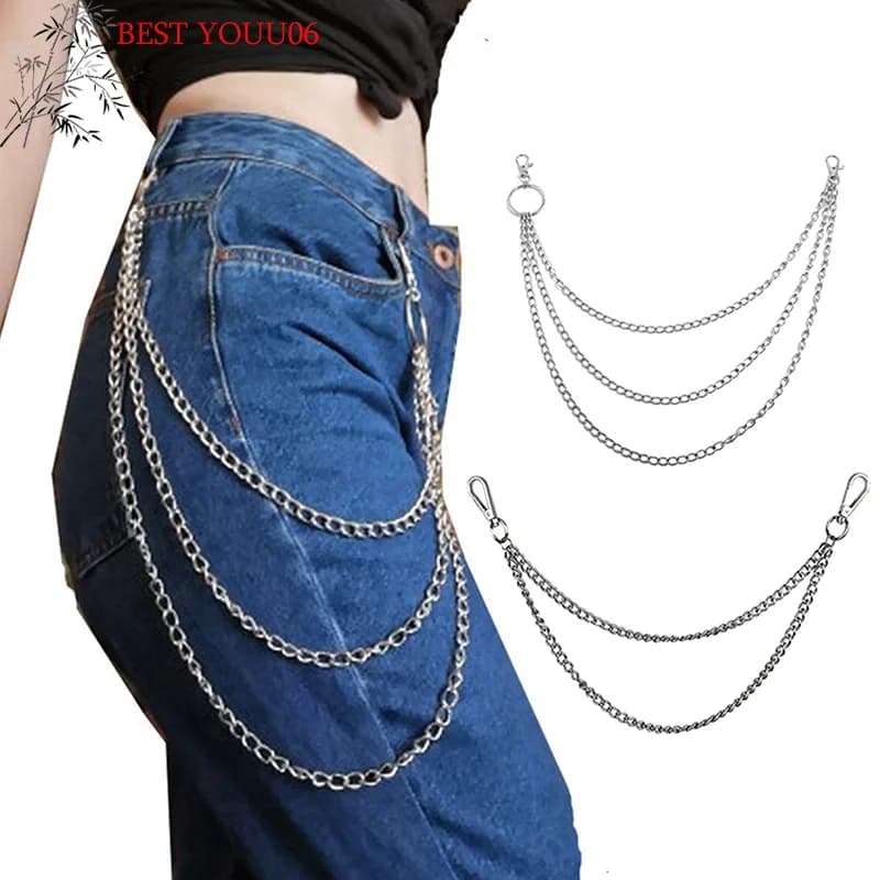 Long Metal Chain 2/3 Roads Punk Hip-hop Style, Fashion Pants Belt Chain, Metal Keyring