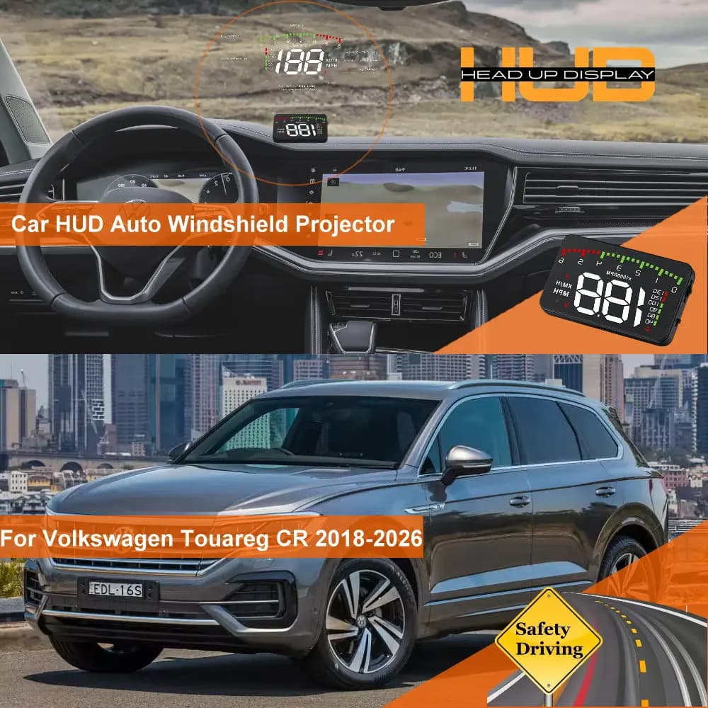 Display Head-Up HUD per Auto Volkswagen VW Touareg 7L 2002-2010, 7P 2010-2018, CR 2018-2026, Proiettore per Parabrezza, Accessori Auto