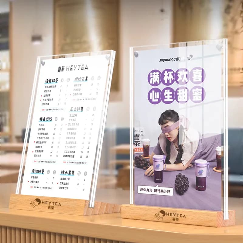A5 148x210mm Wood Magnetic Acrylic Sign Holder Display Stand Wedding Photo Picture Poster Frame Menu Paper Price Label Holder