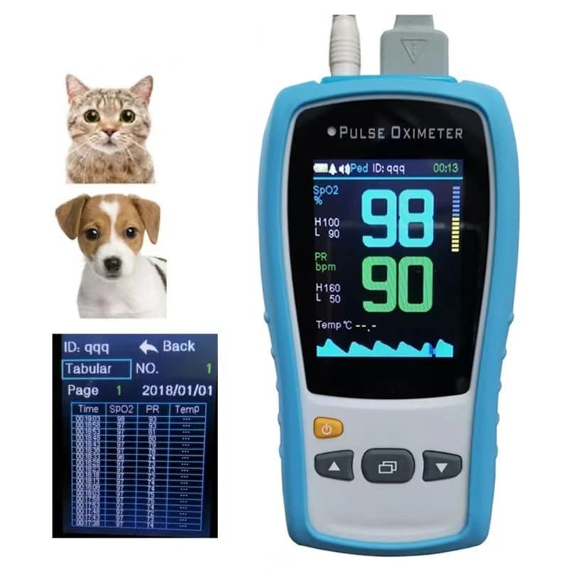 Monitor per pulsossimetro veterinario portatile da 2,8 pollici per cani e gatti SPO2 PR TEMP per la cura degli animali domestici