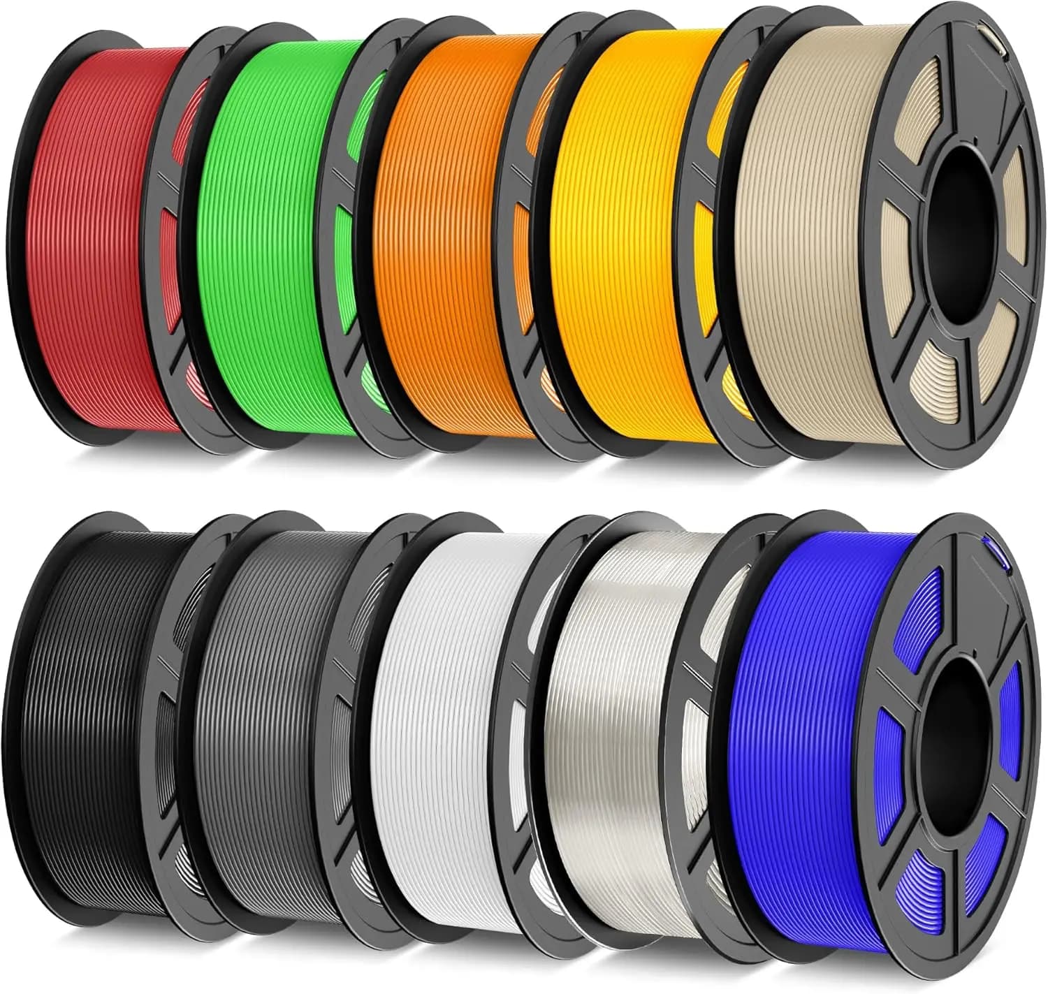 Confezione di Filamento PLA da 10KG, 1.75mm, 10 Colori, Avvolgimento Ordinato, 1kg per Bobina, per Stampante 3D