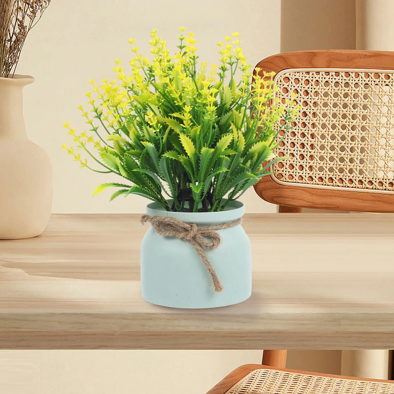 Piante Finte in Vaso, Bonsai Artificiali, Fiori in Plastica Decorativi Senza Manutenzione per Interni ed Esterni, Ornamenti da Tavolo per Casa e Ufficio