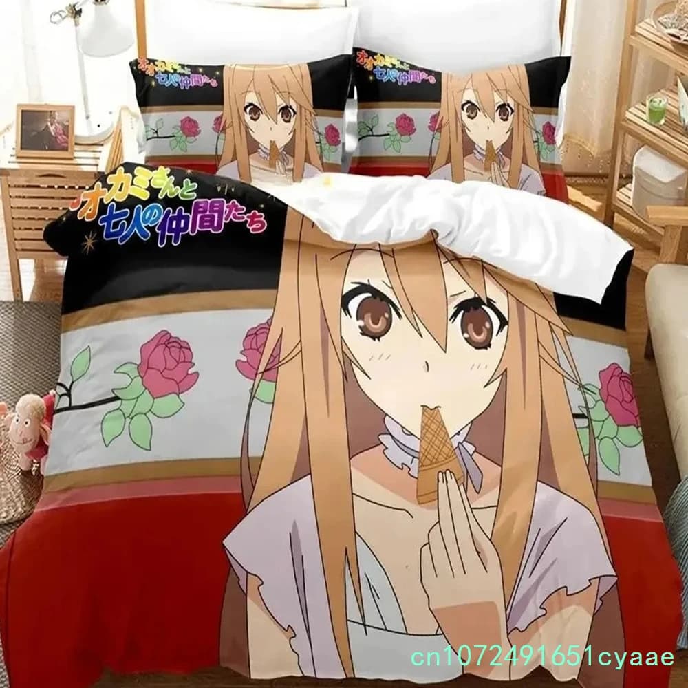 Okami-san And Her Seven Companions Bedding Set Bedroom Soft Modern Bedspreads Comefortable Duvet Cover Quilt Cover Pillowcase