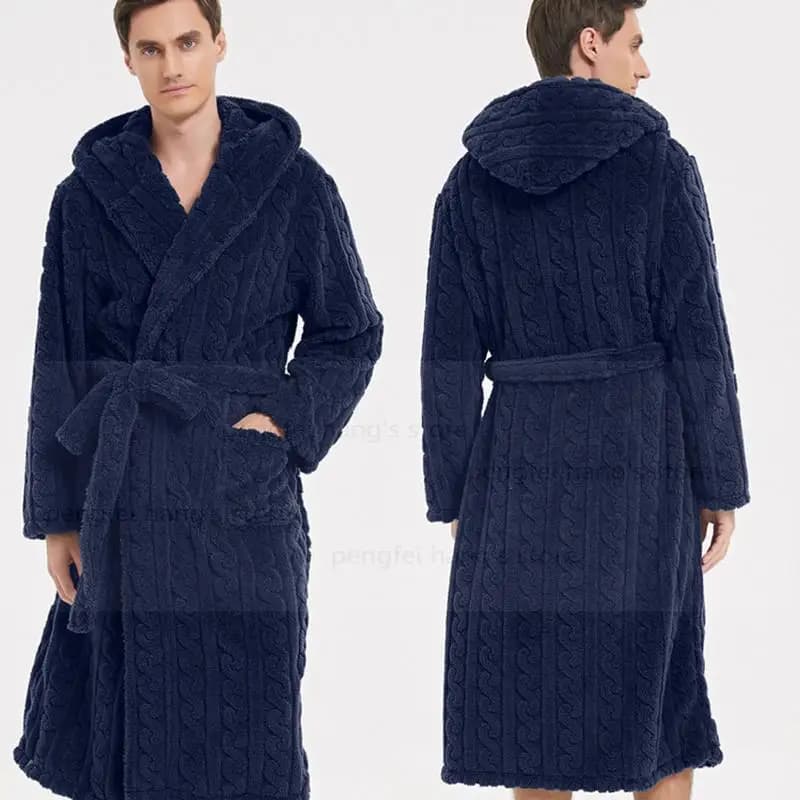 Men's Dress Hot Coral Fleece Long Sleeved Kimono Bathrobe Autumn and Winter New intimate pajamas often for home