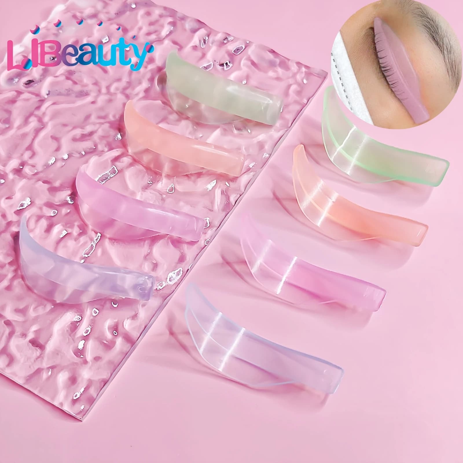 Libeauty 4 Paia di Cuscinetti Colorati in Gel per Permanente Ciglia, Riutilizzabili, Accessori per Arricciaciglia, Strumento per il Trucco