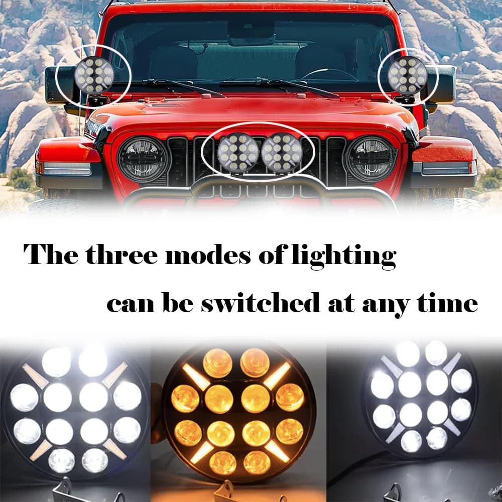 JALN7 Luci a LED 7 "Rotonda Off Road Guida Camion Lavoro Faretto Faro Bianco Flash Indicatore di direzione Giallo per ATV UTV Auto