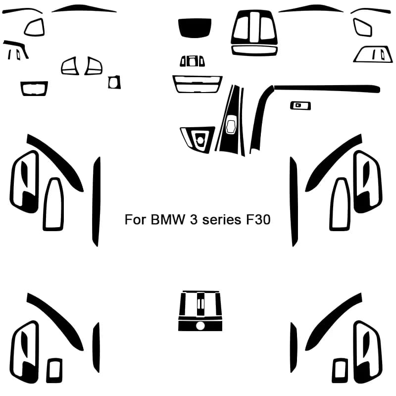 For BMW Series 3 F30 2013-2019 Car change cover Trim Decalcomanie frame for adhesive Car interior accessories (black)