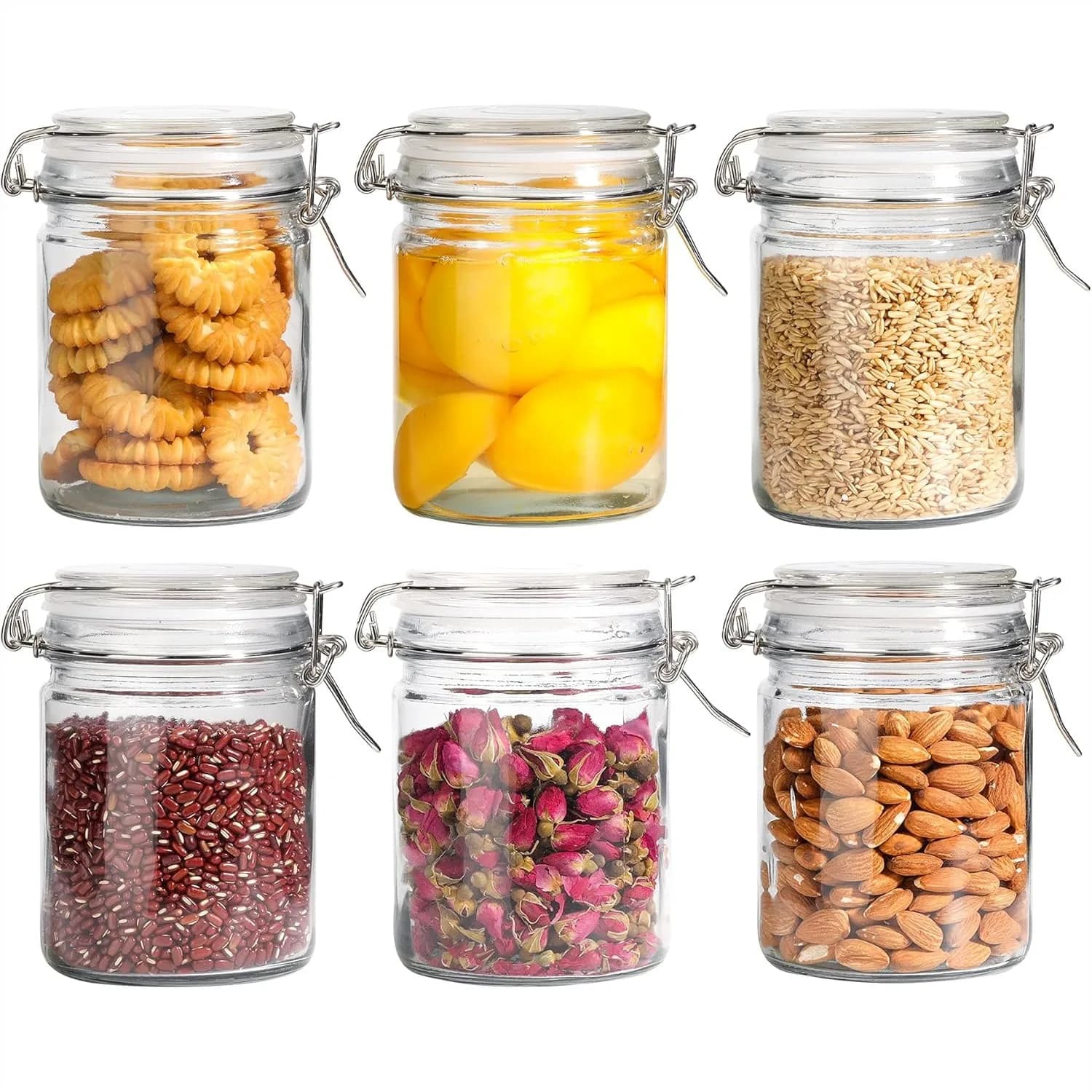 Barattoli in Vetro da 25oz con Coperchi, Contenitori per Preparazione Pasti, per Overnight Oats, Insalate e Fermentazione, Facili da Pulire