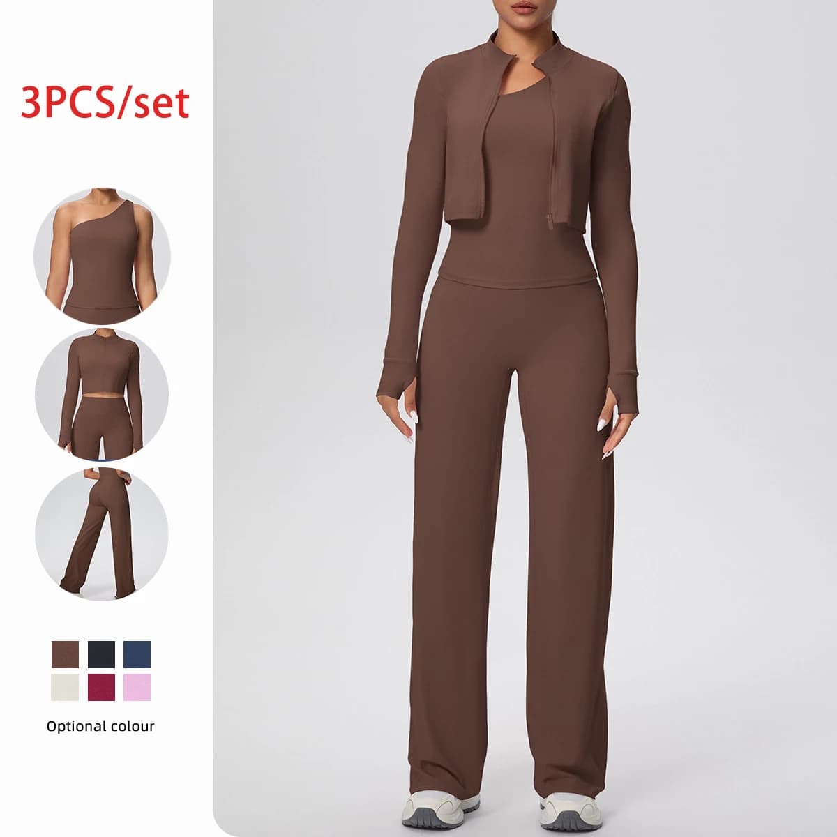 Set da yoga per la corsa, gilet sexy monospalla ad asciugatura rapida con imbottitura sul petto, pantaloni larghi e comodi, set giacca estiva con cerniera in tinta unita